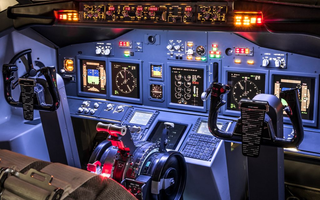 inside aeroplane cockpit