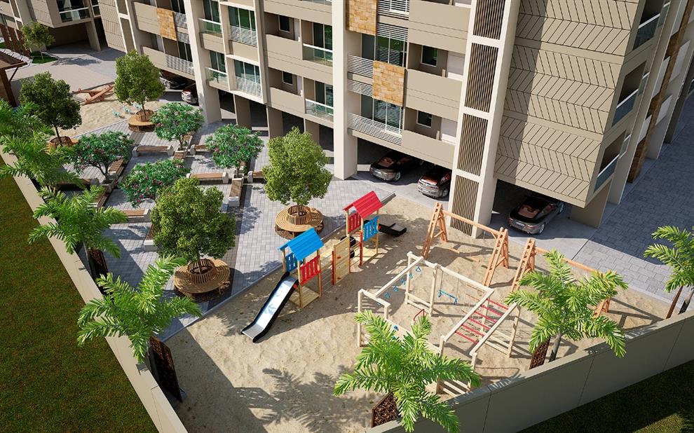 children's play area at apartment buildings